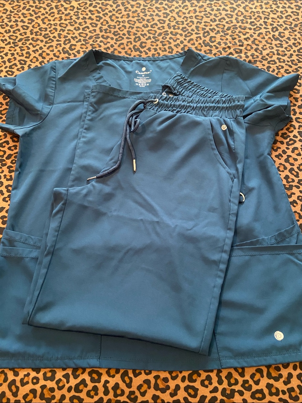 Centro Teal Women's Scrub Top & Drawstring Track Pants
